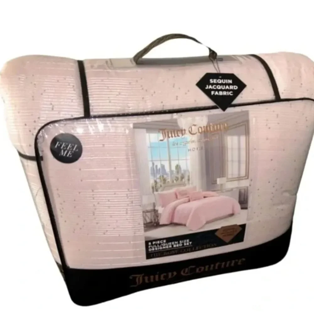 Juicy Couture Home Rose' Collection Sequin Jacquard Designer Bed Set